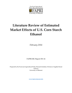   Literature Review of Estimated  Market Effects of U.S. Corn Starch  Ethanol