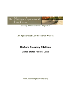 Biofuels Statutory Citations United States Federal Laws  An Agricultural Law Research Project