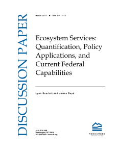 DISCUSSION PAPER Ecosystem Services: Quantification, Policy