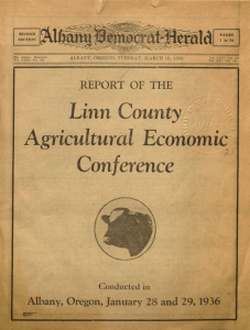 Agricultural Economic Linn County Conference REPORT OF THE