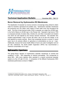 Technical Application Bulletin  Boron Removal by Hydranautics RO Membranes