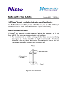 Technical Service Bulletin HYDRAcap Module Installation Instructions and Rack Design