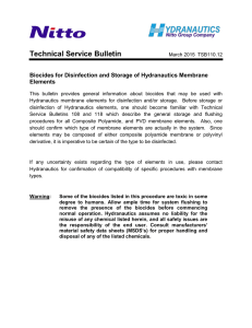 Technical Service Bulletin Biocides for Disinfection and Storage of Hydranautics Membrane Elements