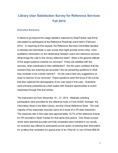 Library User Satisfaction Survey for Reference Services Fall 2014