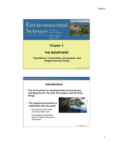 Chapter 3 THE BIOSPHERE Introduction