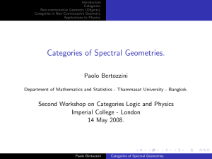 Introduction Categories. Non-commutative Geometry (Objects). Categories in Non-Commutative Geometry.