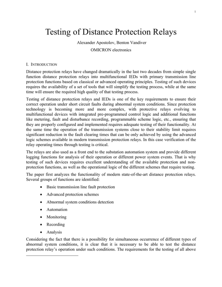 testing-of-distance-protection-relays