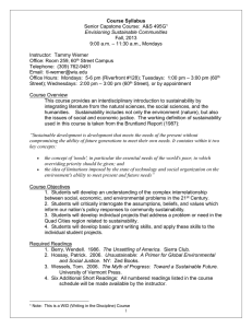 Course Syllabus Senior Capstone Course:  A&amp;S 495G  Fall, 2013