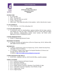 School of Engineering SYLLABUS ENGR 370: Micro-Electronics I (Required Course)