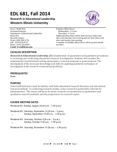 EDL 681, Fall 2014  Western Illinois University Research in Educational Leadership