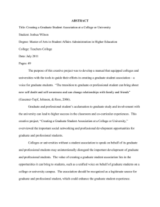 ABSTRACT Title: Creating a Graduate Student Association at a College or... Student: Joshua Wilson