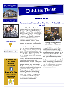 Cultural Times March 2011 Perspectives Discussion: The “N-word” Has it Been Buried?