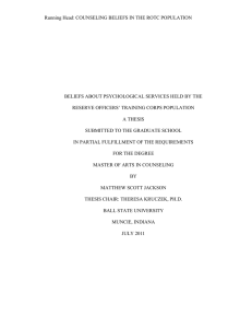 Running Head: COUNSELING BELIEFS IN THE ROTC POPULATION