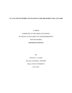 AN ANALYSIS OF HURRICANE SEASONS IN THE PRE-HURDAT ERA (1751-1850)