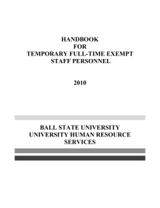 HANDBOOK FOR TEMPORARY FULL-TIME EXEMPT STAFF PERSONNEL