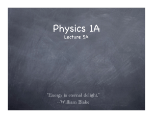 Physics 1A Lecture 5A &#34;Energy is eternal delight.” --William Blake