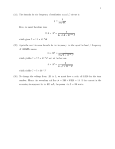 1 (33). The formula for the frequency of oscillation in an... f = √