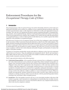 Enforcement Procedures for the Occupational Therapy Code of Ethics 1. Introduction