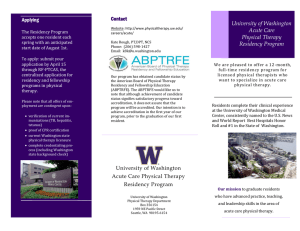 University of Washington Acute Care Physical Therapy Residency Program