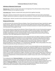 Professional Behaviors for the 21 Century Definitions of Behavioral Criteria Levels