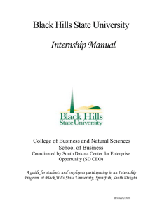 Internship Manual Black Hills State University