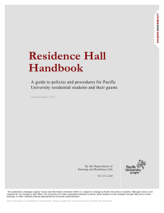 Residence Hall Handbook A guide to policies and procedures for Pacific