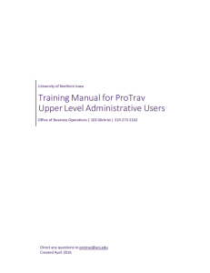 Training Manual for ProTrav Upper Level Administrative Users