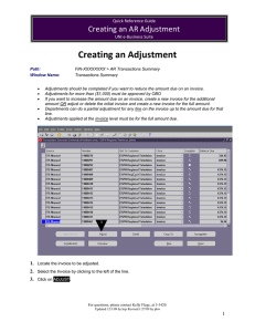 Creating an Adjustment Creating an AR Adjustment  Quick Reference Guide