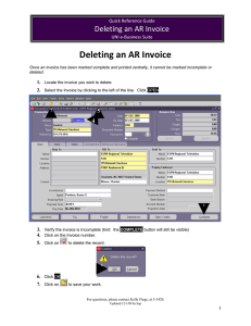 Deleting an AR Invoice Quick Reference Guide UNI e-Business Suite