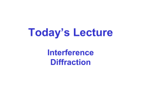 Today’s Lecture Interference Diffraction