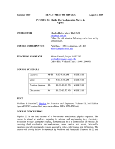 Summer 2009 DEPARTMENT OF PHYSICS August 3, 2009