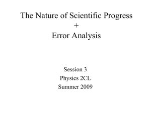 The Nature of Scientific Progress + Error Analysis Session 3