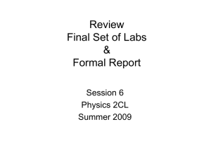 Review Final Set of Labs &amp; Formal Report