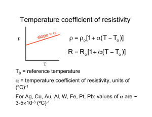 Temperature coefficient of resistivity )] T (