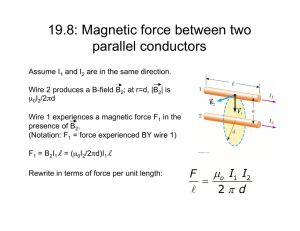 19.8: Magnetic force between two parallel conductors