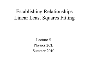 Establishing Relationships Linear Least Squares Fitting Lecture 5 Physics 2CL
