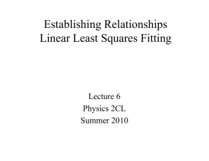 Establishing Relationships Linear Least Squares Fitting Lecture 6 Physics 2CL
