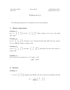 Problem Set # 4 1 Matrix Operation