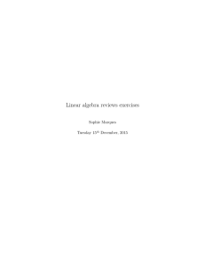 Linear algebra reviews exercises Sophie Marques Tuesday 15 December, 2015