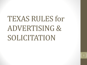 TEXAS RULES for ADVERTISING &amp; SOLICITATION 1