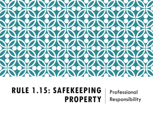 RULE 1.15: SAFEKEEPING PROPERTY Professional Responsibility