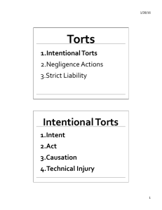 Torts Intentional	Torts 1. Intentional	Torts 1. Intent
