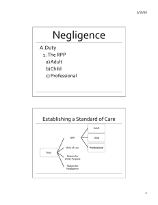 Negligence A. Duty Establishing	a	Standard	of	Care 1. The	RPP