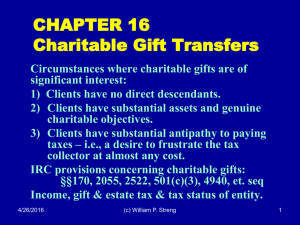 CHAPTER 16 Charitable Gift Transfers