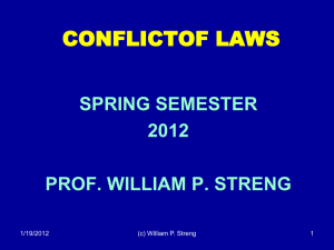 CONFLICTOF LAWS  SPRING SEMESTER 2012
