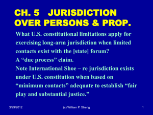 CH. 5   JURISDICTION OVER PERSONS &amp; PROP.