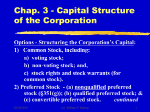 Chap. 3 - Capital Structure of the Corporation