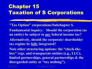 Chapter 15 Taxation of S Corporations