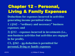 Chapter 12 – Personal, Living &amp; Family Expenses