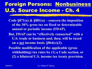 Foreign Persons:  Nonbusiness U.S. Source Income - Ch. 4